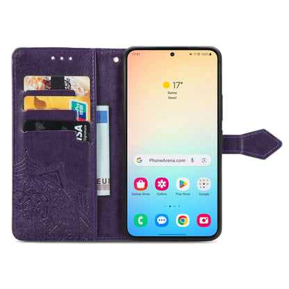 For Samsung Galaxy S25 5G Mandala Flower Embossed Leather Phone Case(Purple) by buy2fix