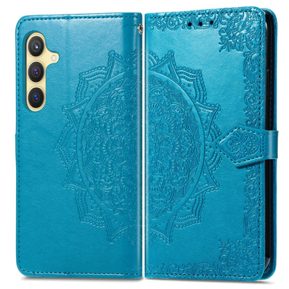 For Samsung Galaxy S25 5G Mandala Flower Embossed Leather Phone Case(Blue) by buy2fix