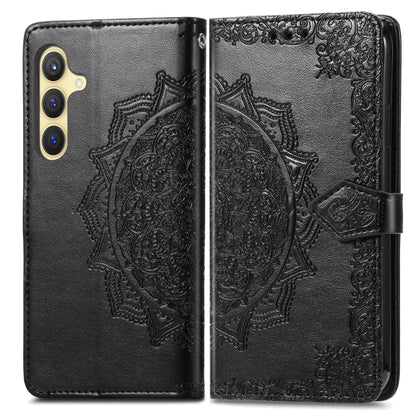 For Samsung Galaxy S25 5G Mandala Flower Embossed Leather Phone Case(Black) by buy2fix