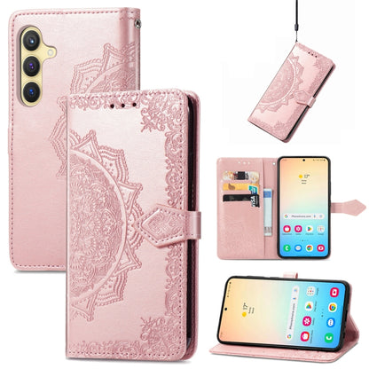 For Samsung Galaxy S25+ 5G Mandala Flower Embossed Leather Phone Case(Rose Gold) by buy2fix