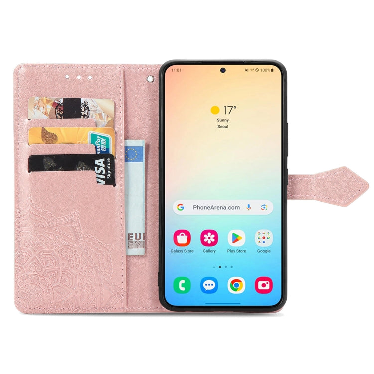 For Samsung Galaxy S25+ 5G Mandala Flower Embossed Leather Phone Case(Rose Gold) by buy2fix