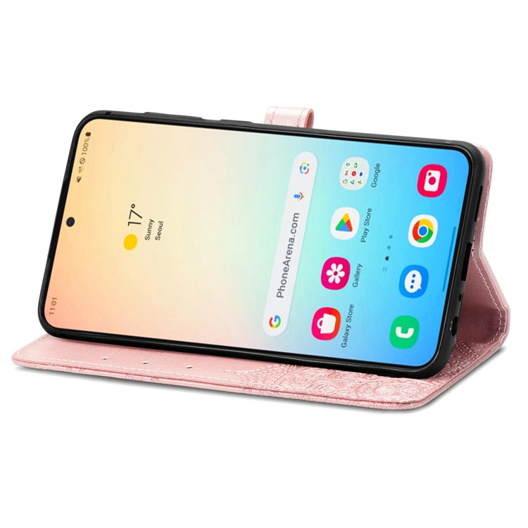 For Samsung Galaxy S25+ 5G Mandala Flower Embossed Leather Phone Case(Rose Gold) by buy2fix