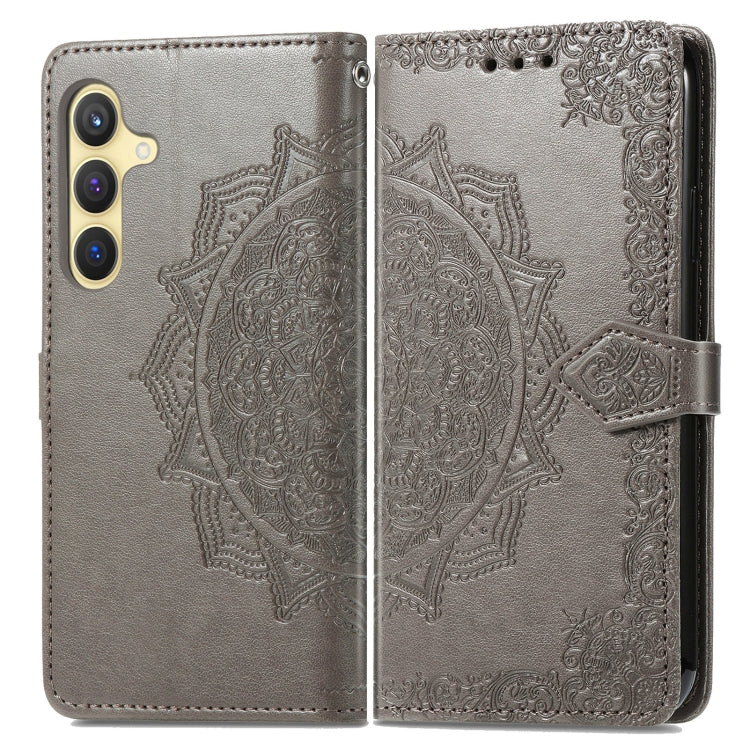 For Samsung Galaxy S25+ 5G Mandala Flower Embossed Leather Phone Case(Gray) by buy2fix