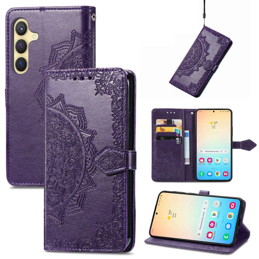 For Samsung Galaxy S25+ 5G Mandala Flower Embossed Leather Phone Case(Purple) by buy2fix