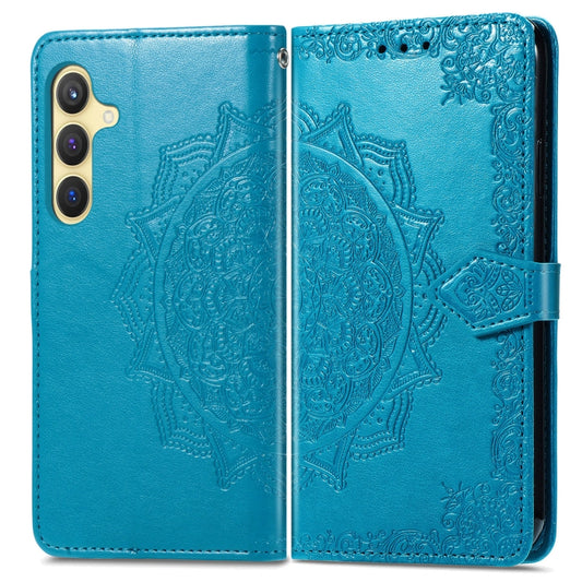 For Samsung Galaxy S25+ 5G Mandala Flower Embossed Leather Phone Case(Blue) by buy2fix