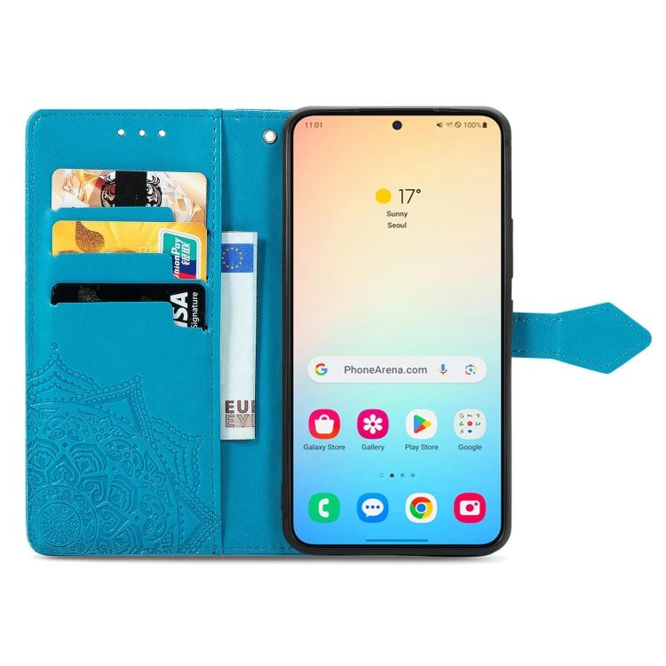 For Samsung Galaxy S25+ 5G Mandala Flower Embossed Leather Phone Case(Blue) by buy2fix