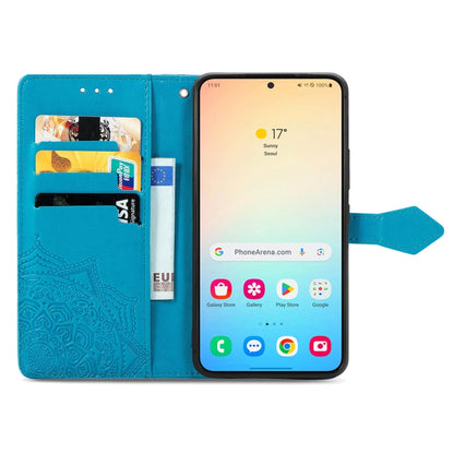 For Samsung Galaxy S25+ 5G Mandala Flower Embossed Leather Phone Case(Blue) by buy2fix