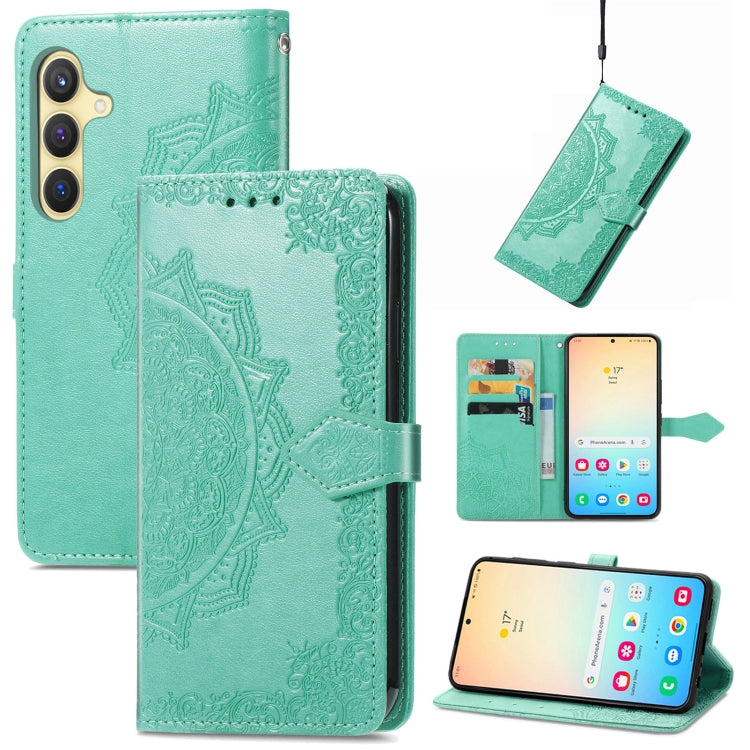 For Samsung Galaxy S25+ 5G Mandala Flower Embossed Leather Phone Case(Green) by buy2fix