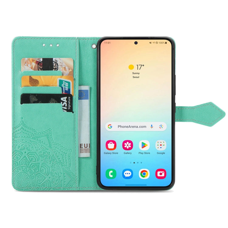 For Samsung Galaxy S25+ 5G Mandala Flower Embossed Leather Phone Case(Green) by buy2fix