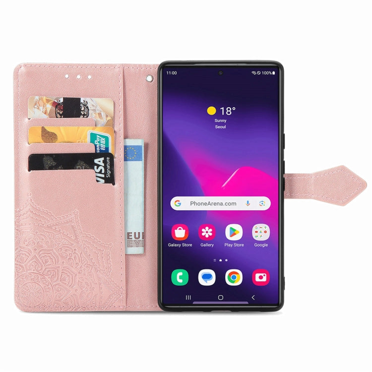 For Samsung Galaxy S25 Ultra 5G Mandala Flower Embossed Leather Phone Case(Rose Gold) by buy2fix