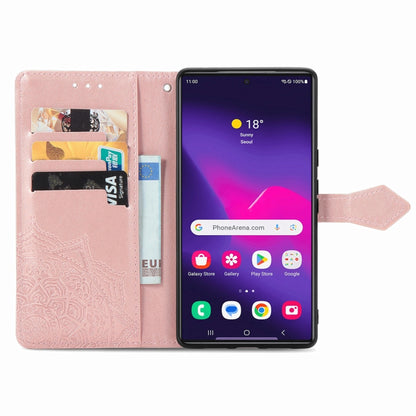 For Samsung Galaxy S25 Ultra 5G Mandala Flower Embossed Leather Phone Case(Rose Gold) by buy2fix