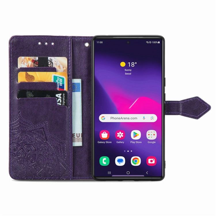 For Samsung Galaxy S25 Ultra 5G Mandala Flower Embossed Leather Phone Case(Purple) by buy2fix