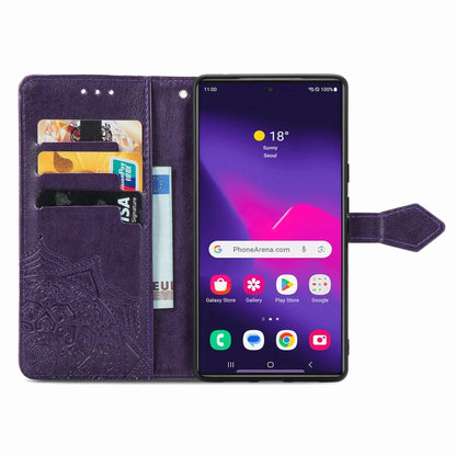 For Samsung Galaxy S25 Ultra 5G Mandala Flower Embossed Leather Phone Case(Purple) by buy2fix