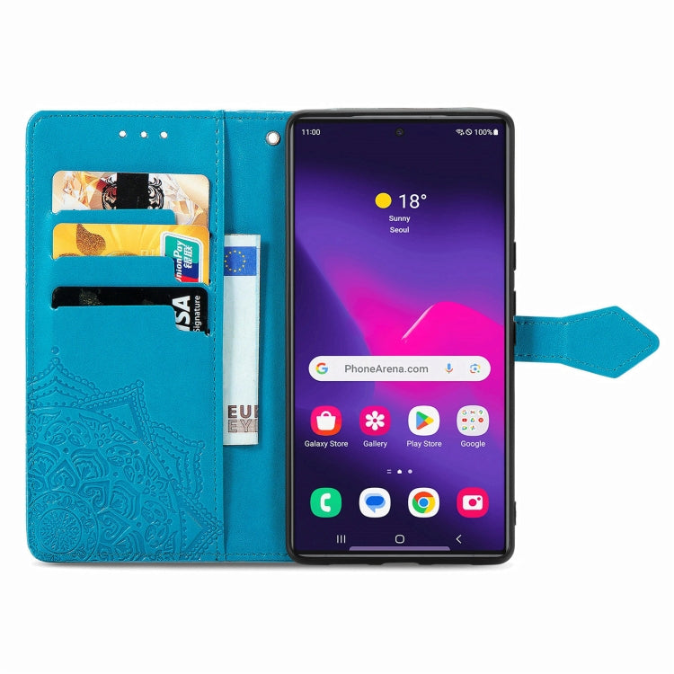 For Samsung Galaxy S25 Ultra 5G Mandala Flower Embossed Leather Phone Case(Blue) by buy2fix