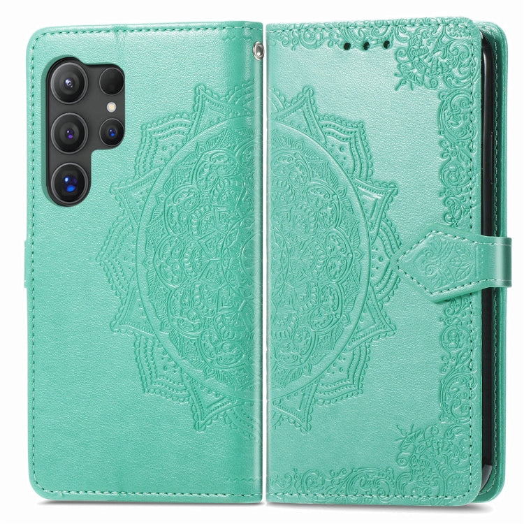 For Samsung Galaxy S25 Ultra 5G Mandala Flower Embossed Leather Phone Case(Green) by buy2fix