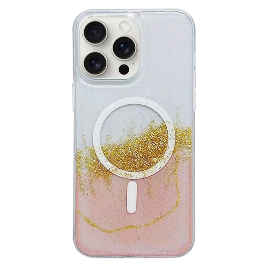 For iPhone 15 Pro Max Gilding MagSafe Hybrid Clear TPU Phone Case(Pink) - iPhone 15 Pro Max Cases by buy2fix | Online Shopping UK | buy2fix