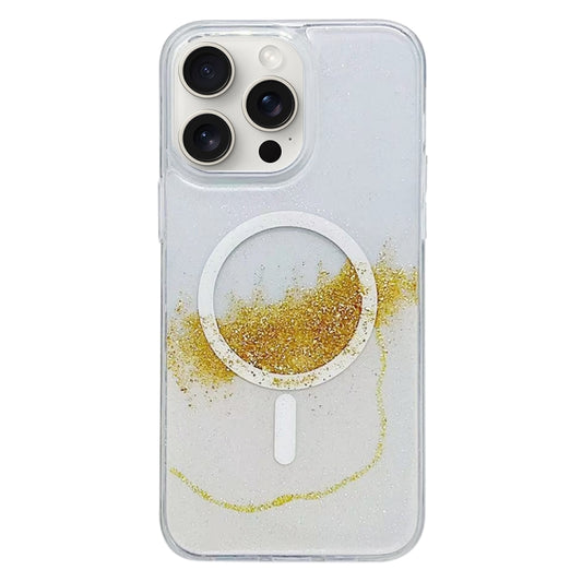 For iPhone 15 Pro Gilding MagSafe Hybrid Clear TPU Phone Case(White) - iPhone 15 Pro Cases by buy2fix | Online Shopping UK | buy2fix