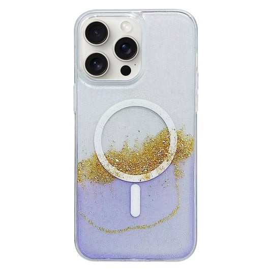 For iPhone 15 Pro Gilding MagSafe Hybrid Clear TPU Phone Case(Purple) - iPhone 15 Pro Cases by buy2fix | Online Shopping UK | buy2fix