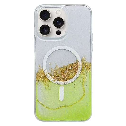 For iPhone 15 Pro Gilding MagSafe Hybrid Clear TPU Phone Case(Green) - iPhone 15 Pro Cases by buy2fix | Online Shopping UK | buy2fix