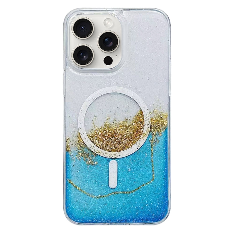 For iPhone 15 Pro Gilding MagSafe Hybrid Clear TPU Phone Case(Blue) - iPhone 15 Pro Cases by buy2fix | Online Shopping UK | buy2fix