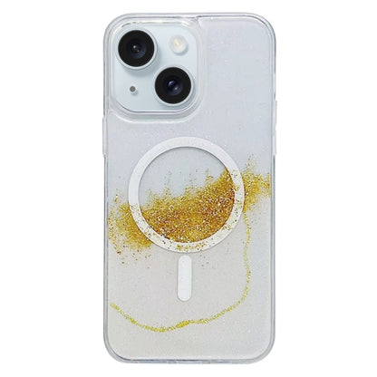 For iPhone 15 Gilding MagSafe Hybrid Clear TPU Phone Case(White) - iPhone 15 Cases by buy2fix | Online Shopping UK | buy2fix