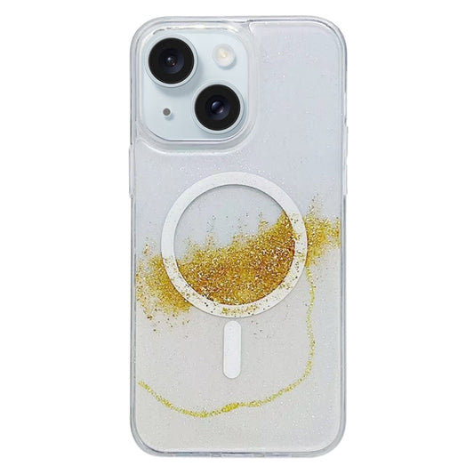 For iPhone 15 Gilding MagSafe Hybrid Clear TPU Phone Case(White) - iPhone 15 Cases by buy2fix | Online Shopping UK | buy2fix