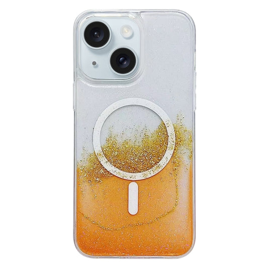 For iPhone 15 Gilding MagSafe Hybrid Clear TPU Phone Case(Orange) - iPhone 15 Cases by buy2fix | Online Shopping UK | buy2fix