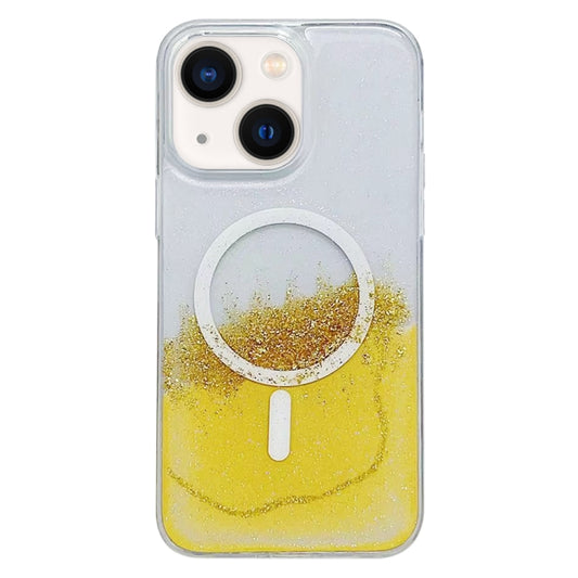 For iPhone 14 Plus Gilding MagSafe Hybrid Clear TPU Phone Case(Yellow) - iPhone 14 Plus Cases by buy2fix | Online Shopping UK | buy2fix