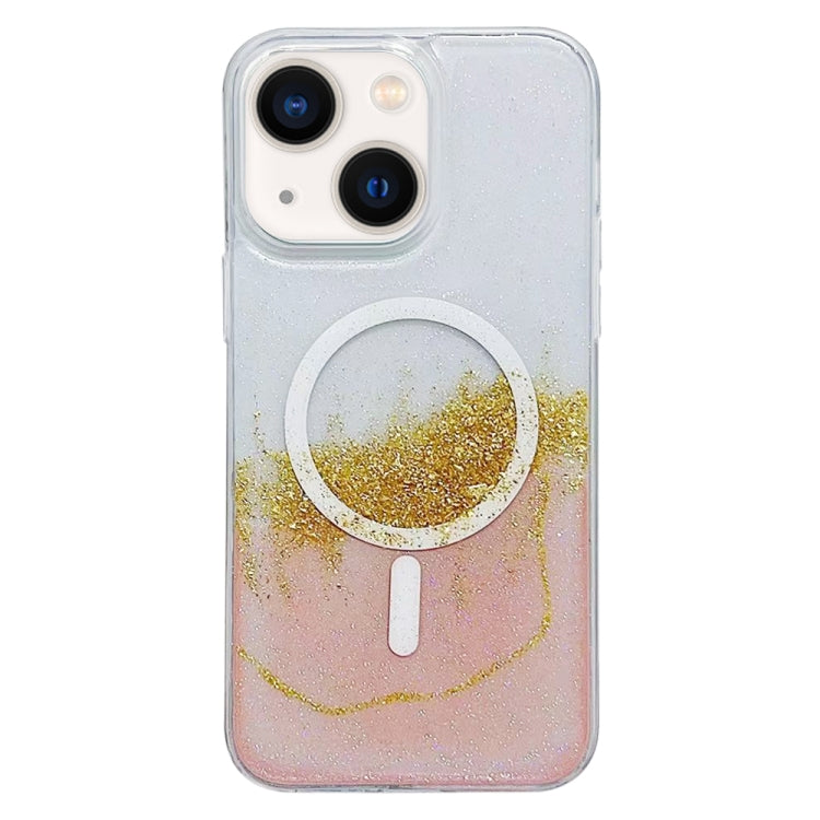 For iPhone 14 Gilding MagSafe Hybrid Clear TPU Phone Case(Pink) by buy2fix