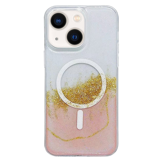 For iPhone 14 Gilding MagSafe Hybrid Clear TPU Phone Case(Pink) by buy2fix