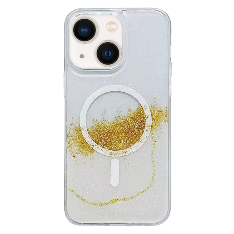 For iPhone 14 Gilding MagSafe Hybrid Clear TPU Phone Case(White) - iPhone 14 Cases by buy2fix | Online Shopping UK | buy2fix