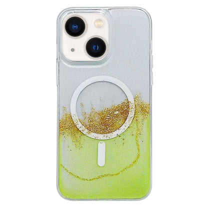 For iPhone 14 Gilding MagSafe Hybrid Clear TPU Phone Case(Green) by buy2fix