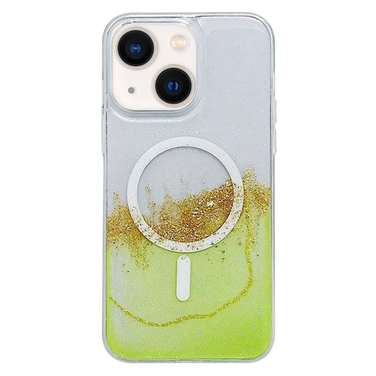 For iPhone 14 Gilding MagSafe Hybrid Clear TPU Phone Case(Green) by buy2fix