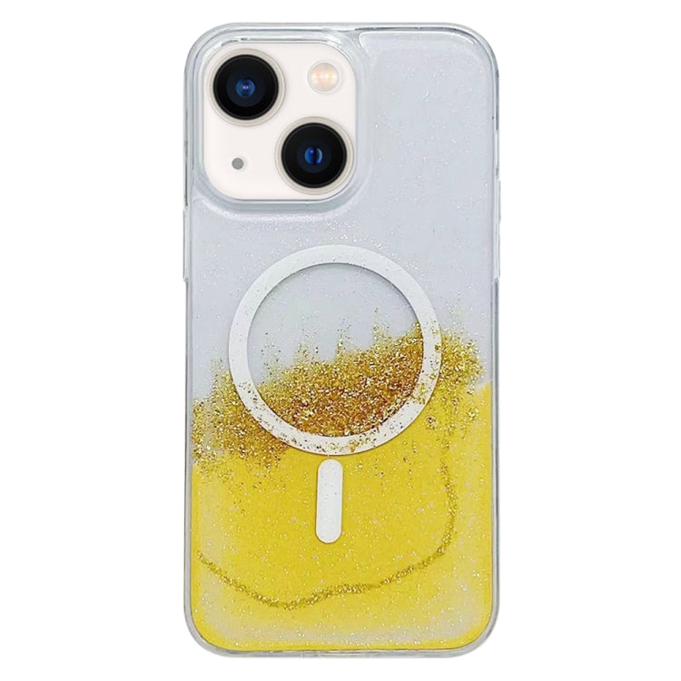 For iPhone 14 Gilding MagSafe Hybrid Clear TPU Phone Case(Yellow) - iPhone 14 Cases by buy2fix | Online Shopping UK | buy2fix