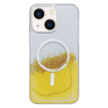For iPhone 14 Gilding MagSafe Hybrid Clear TPU Phone Case(Yellow) - iPhone 14 Cases by buy2fix | Online Shopping UK | buy2fix