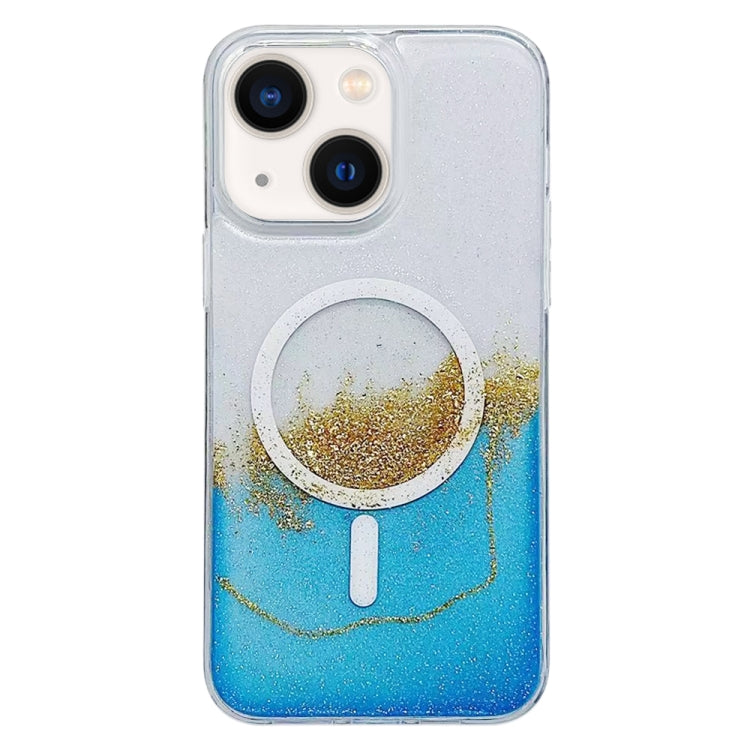 For iPhone 14 Gilding MagSafe Hybrid Clear TPU Phone Case(Blue) by buy2fix