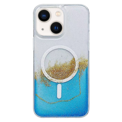 For iPhone 14 Gilding MagSafe Hybrid Clear TPU Phone Case(Blue) by buy2fix