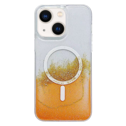 For iPhone 14 Gilding MagSafe Hybrid Clear TPU Phone Case(Orange) - iPhone 14 Cases by buy2fix | Online Shopping UK | buy2fix