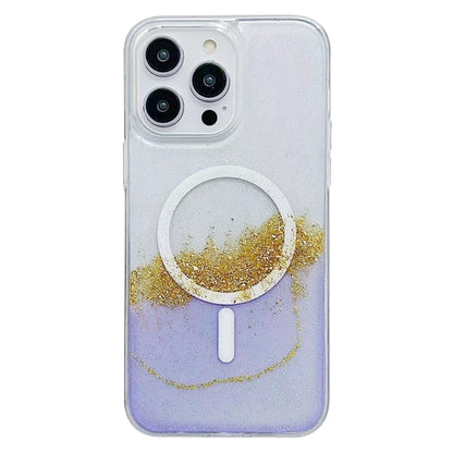 For iPhone 14 Pro Gilding MagSafe Hybrid Clear TPU Phone Case(Purple) - iPhone 14 Pro Cases by buy2fix | Online Shopping UK | buy2fix