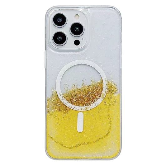 For iPhone 12 / 12 Pro Gilding MagSafe Hybrid Clear TPU Phone Case(Yellow) by buy2fix