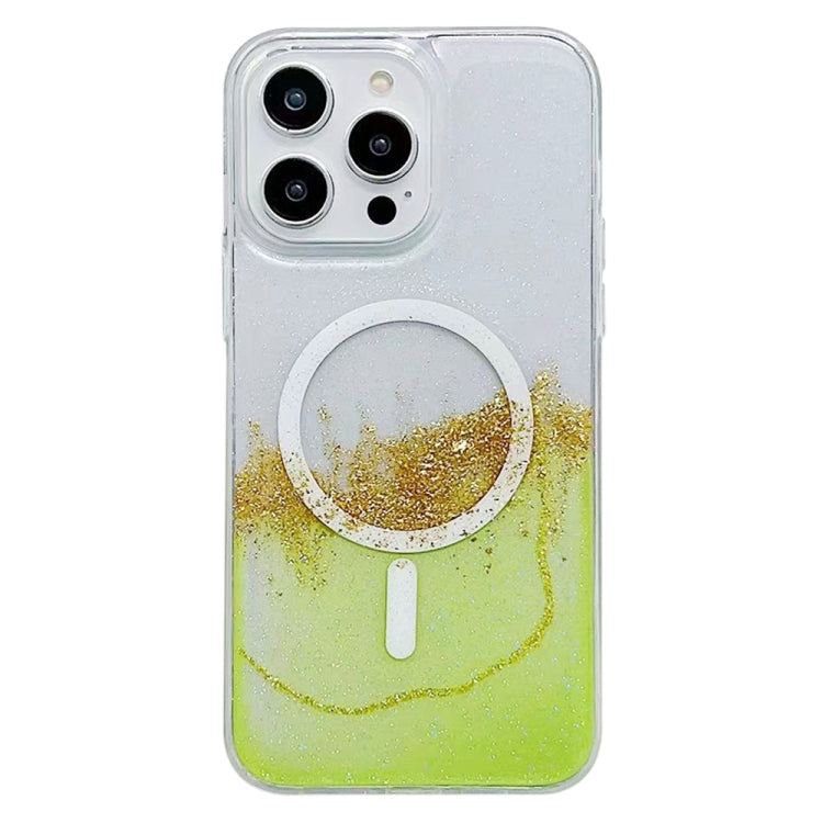 For iPhone 12 Pro Max Gilding MagSafe Hybrid Clear TPU Phone Case(Green) by buy2fix
