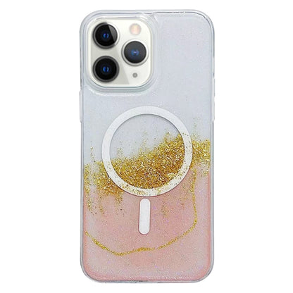 For iPhone 11 Pro Max Gilding MagSafe Hybrid Clear TPU Phone Case(Pink) by buy2fix