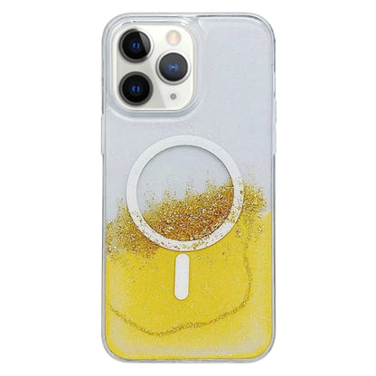 For iPhone 11 Pro Max Gilding MagSafe Hybrid Clear TPU Phone Case(Yellow) by buy2fix