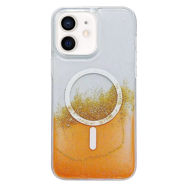 For iPhone 11 Gilding MagSafe Hybrid Clear TPU Phone Case(Orange) by buy2fix