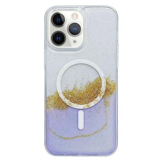 For iPhone 11 Pro Gilding MagSafe Hybrid Clear TPU Phone Case(Purple) - iPhone 11 Pro Cases by buy2fix | Online Shopping UK | buy2fix