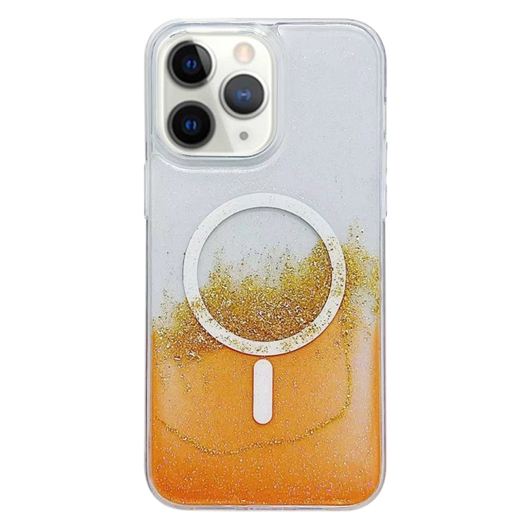 For iPhone 11 Pro Gilding MagSafe Hybrid Clear TPU Phone Case(Orange) by buy2fix