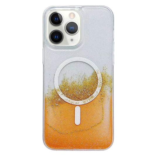 For iPhone 11 Pro Gilding MagSafe Hybrid Clear TPU Phone Case(Orange) by buy2fix