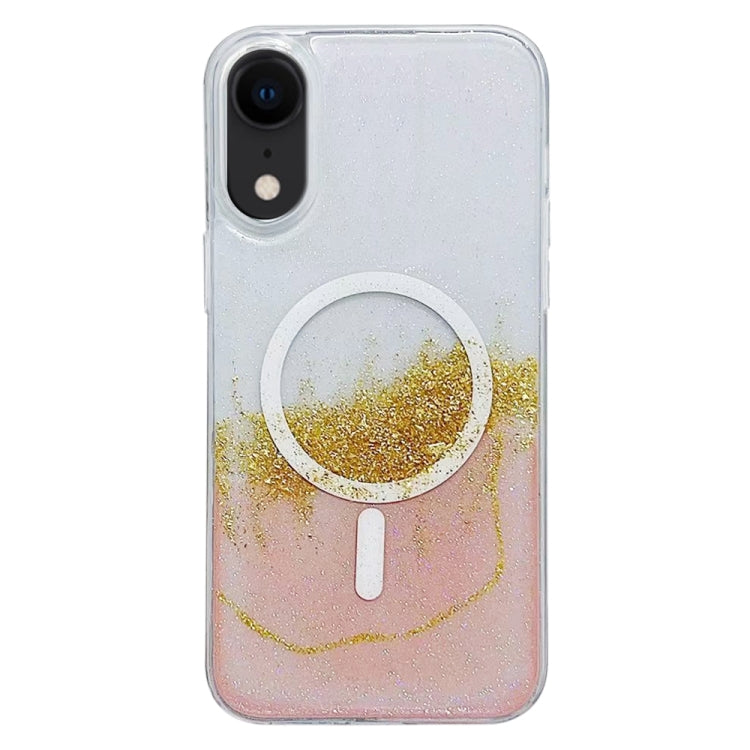 For iPhone XR Gilding MagSafe Hybrid Clear TPU Phone Case(Pink) by buy2fix