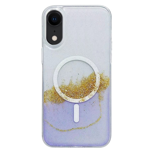 For iPhone XR Gilding MagSafe Hybrid Clear TPU Phone Case(Purple) - More iPhone Cases by buy2fix | Online Shopping UK | buy2fix