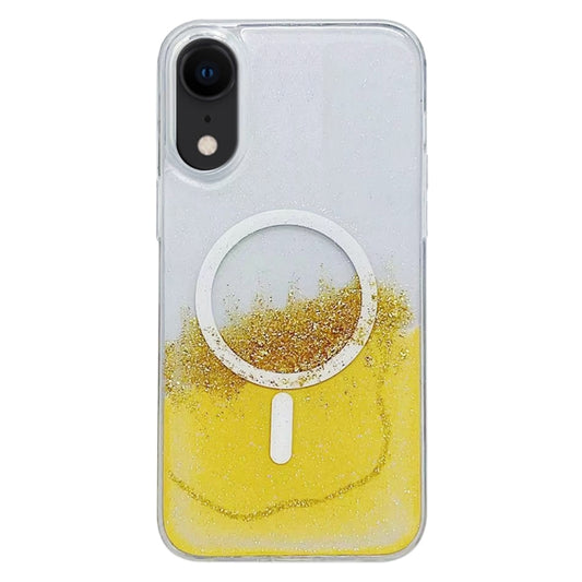 For iPhone XR Gilding MagSafe Hybrid Clear TPU Phone Case(Yellow) - More iPhone Cases by buy2fix | Online Shopping UK | buy2fix